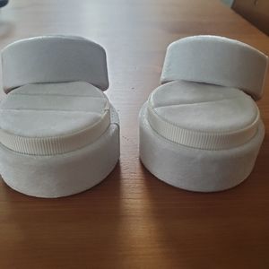 Pearl White Velvet Ring Box (2) -one single slot and one double